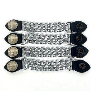 Biker Vest Extenders Set of 4 Buffalo Nickel Double Chain Black Silver